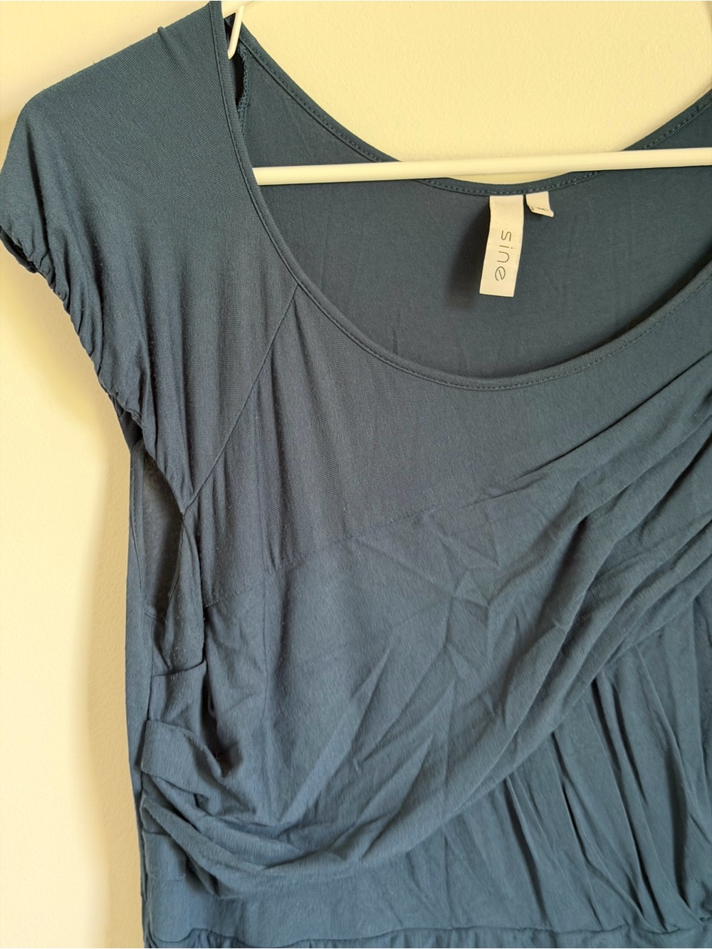 Navy Midi Dress with Draped Bodice - Picture 4 of 4
